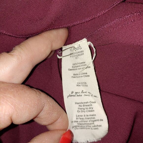 Wilfred Women's Size XS Burgundy Sheer Chiffon Hi-Lo Blouse - Picture 4 of 5